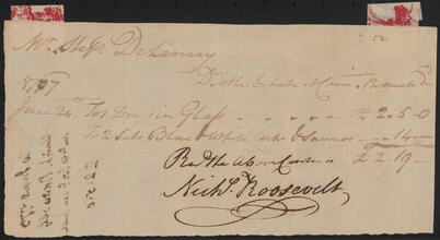 Receipted bill issued by Nicholas Roosevelt to Stephen De Lancey, June 24, 1767