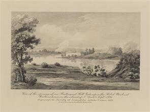 View of the Opening of Our Batterys at Hell Gate Upon the Rebel Works at Walton's House on the Island of N. York 8 Septr. 1776.