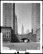 East 42nd Street. Tudor City, view looking west from 1st Avenue and 42nd Street.