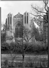 Church of the Heavenly Rest. Exterior over park from reservoir.