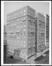 West End Avenue at the N.W. corner of 97th Street. Apartment house.