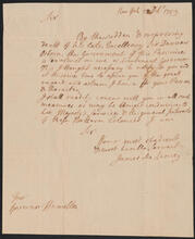 Letter from James De Lancey to James Hamilton, October 22, 1753