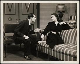[Laurence Olivier as Gaylord Easterbrook and Katharine Cornell as Linda Easterbrook (Linda Paige) in "No Time for Comedy".]