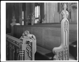 Wall Street. Trinity Church, detail of stall ends.