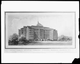 Rendering of Kings County Hospital Chronic Disease Building, last drawing, 1942.