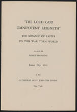 "The Lord God Omnipotent Reigneth": The Message of Easter to This War Torn World