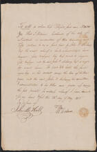 Bill of sale issued by William Coleman to John Peter De Lancey for payment of $250 for slave, May 28, 1806