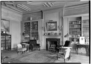 James Cushman [residence]. Library to fireplace.