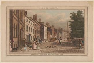 Broadway from the Bowling Green, 1828.