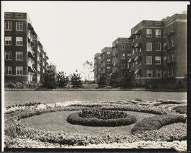 [Apartment complex and garden.]