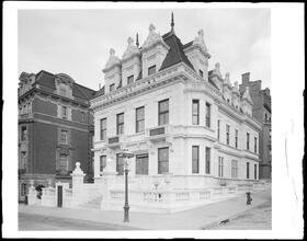 Riverside Drive at the corner of West 107th Street. [Morris] Shinasi residence, general view from S.W. Corner.