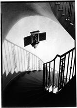 Hugh Baker [residence]. Looking down staircase.