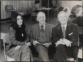 [Performer Georgia Brown, director Jos? Ferrer, and an unidentified man.]