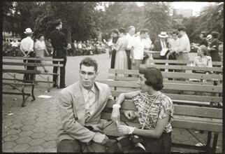 Walter Cartier, Prizefighter of Greenwich Village [Walter Cartier sitting on a bench with a woman.]