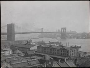 [Brooklyn Bridge from Front Street and Burling Slip.]