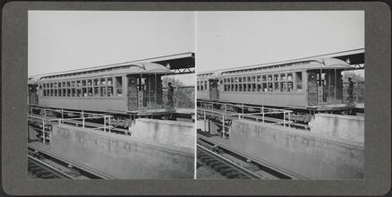 Elevated train at station.