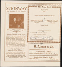 Harold Bauer and Pablo Casals in Joint Recital