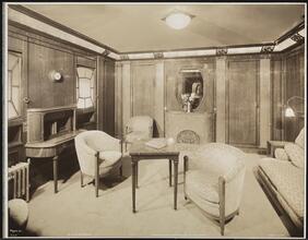 French Line, S.S. "Ile de France", Interior, Suite de Luxe (Versailles) Sitting Room.