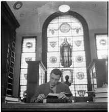 Columbia University [Student in the library.]