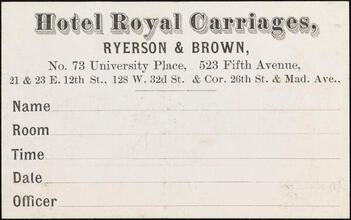 Hotel Royal Carriages, Ryerson & Brown