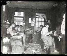 Necktie workshop in a Division Street tenement.