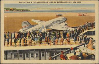 Off for a Trip on United Air Lines, La Guardia Air Port, New York