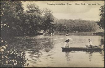 Canoeing on the Bronx River. Bronx Park, New York City.