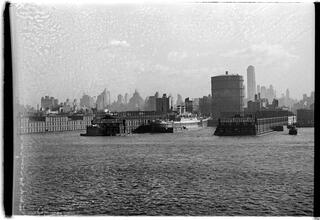[View of Manhattan waterfront and skyline from Hudson River.]