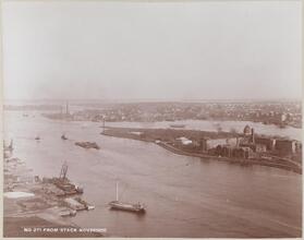 From Stack [View of the East River, Roosevelt Island and Astoria from the 74th Street power station.]