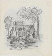 [Man pulling up a rock.]