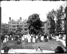 Trinity Corporation offices [cemetery in foreground]