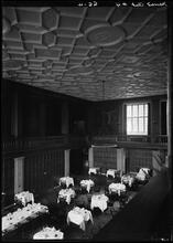 Dining room in the Harvard Club.