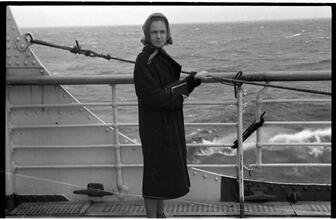 [Felicia Marsh on deck of ship.]