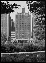 [7 Gracie Square. Apartment building. View from park.]