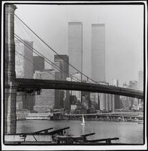 [View looking west over the East River toward Lower Manhattan from what is now Brooklyn Bridge Park, Brooklyn.]