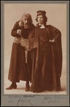[Sidney Herbert as Shylock and Viola Allen as Portia in "The Merchant of Venice".]