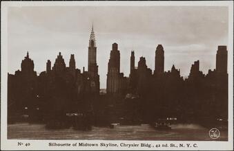 Silhouette of Midtown Skyline, Chrysler Bldg,, 42nd St., N. Y. C.
