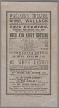 This evening, Tuesday, September 26, 1854, will be performed Shakespeare's great comedy of "Much Ado About Nothing"