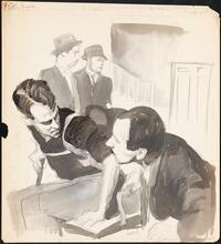 [Roy Hargrave as Hal Wilson and George Coulouris as Dr. Anthony Shelby in "Blind Alley".]