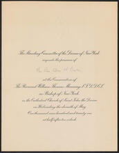 Consecration of the Reverend William Thomas Manning as Bishop of New York