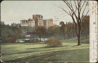 Central Park, showing Hotels Netherland and Savoy, New York.