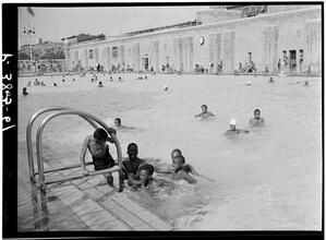 Boys by Ladder - Olympic Pool in Colonial Park, Harlem.