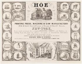 "The Hoe" Printing Press, Machine & Saw Manufactory