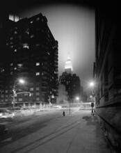 [Looking west on East 35th Street past Lexington Avenue.]
