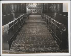 [Church. Interior, aisle towards altar.]