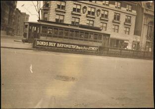 Street Scenes, etc. Showing Displays of Liberty Loan Posters during World War I [Liberty Loan banner.]