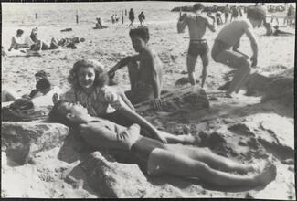 [Sunbathers on Coney Island beach.]