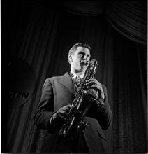 Swing Band Contest Sponsored by LOOK [Man playing the saxophone.]