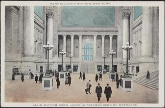 Pennsylvania Station, New York, Main Waiting Room, Looking Towards 33rd St. Entrance.