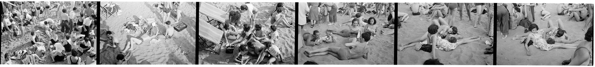 [Coney Island beach scenes.]